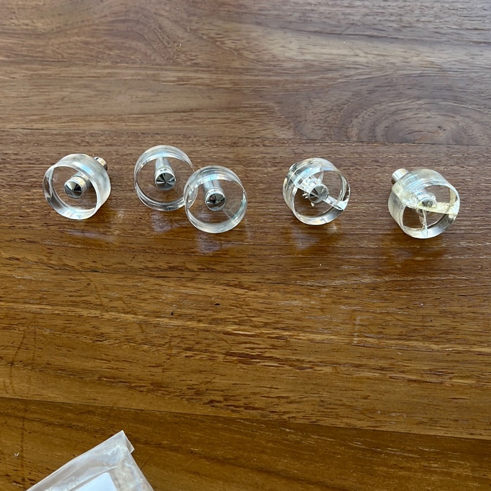 Cabinet Lucite and stainless steel knobs